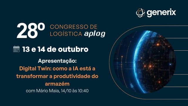 Ilustração utilizada para promover a participação da Generix no 28.º Congresso da APLOG 2026.